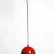 Mid Century red and black small enameled pendant lamp with original canopy