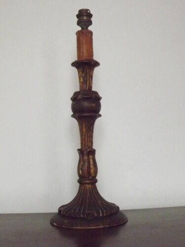 Vintage carved wooden lamp