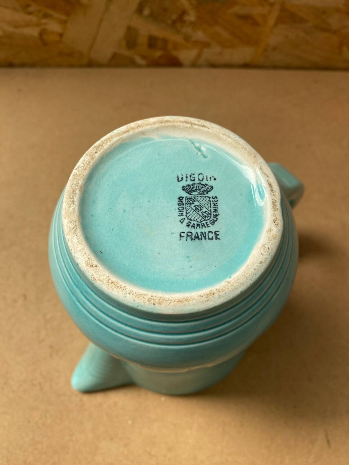 Ancien pichet digoin céramique bleue vintage