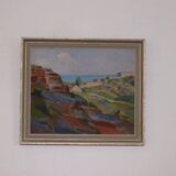 Original Swedish oil on panel – “Coastal Landscape” by Carl Deelsbo (1908–1982) – vintage & framed – 45.5 × 53.5 cm