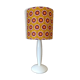 vintage white wood lamp with a seventies graphic flower shade