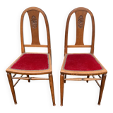 Pair of art deco chairs in red velvet