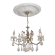 Vintage brass and crystal pendant chandelier with 6 lights