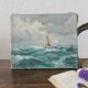 Old painting oil on marine canvas signed, early twentieth century