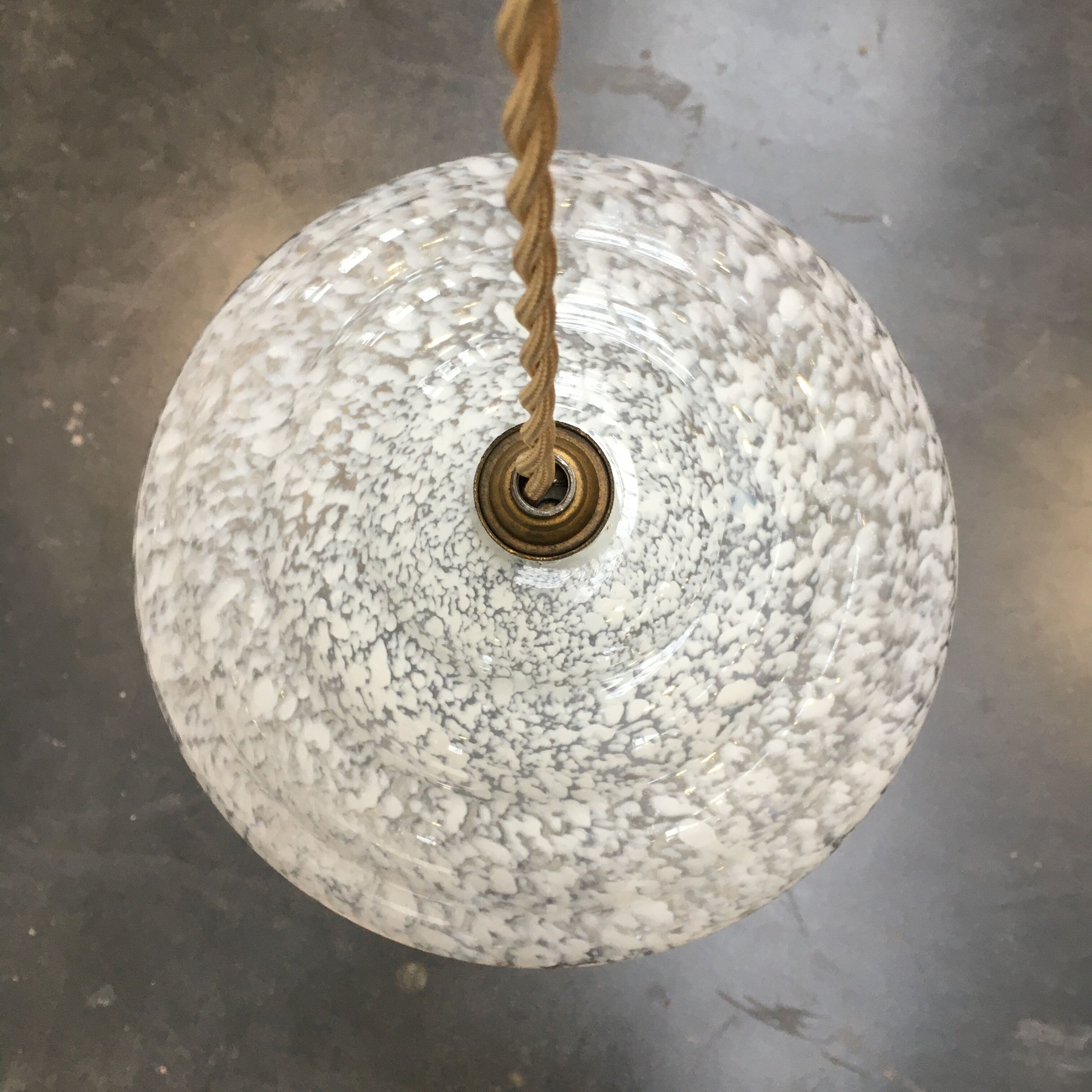 Pair of art deco suspensions in white Clichy glass