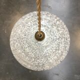 Pair of art deco suspensions in white Clichy glass