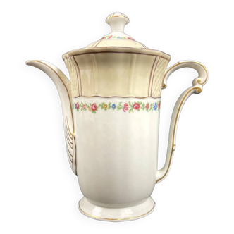 Cafetière en porcelaine Bernardaud, décor floral