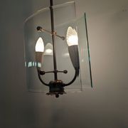 Pietro Chiesa for Fontana Arte Curved Glass and Brass Pendant Light 1940s
