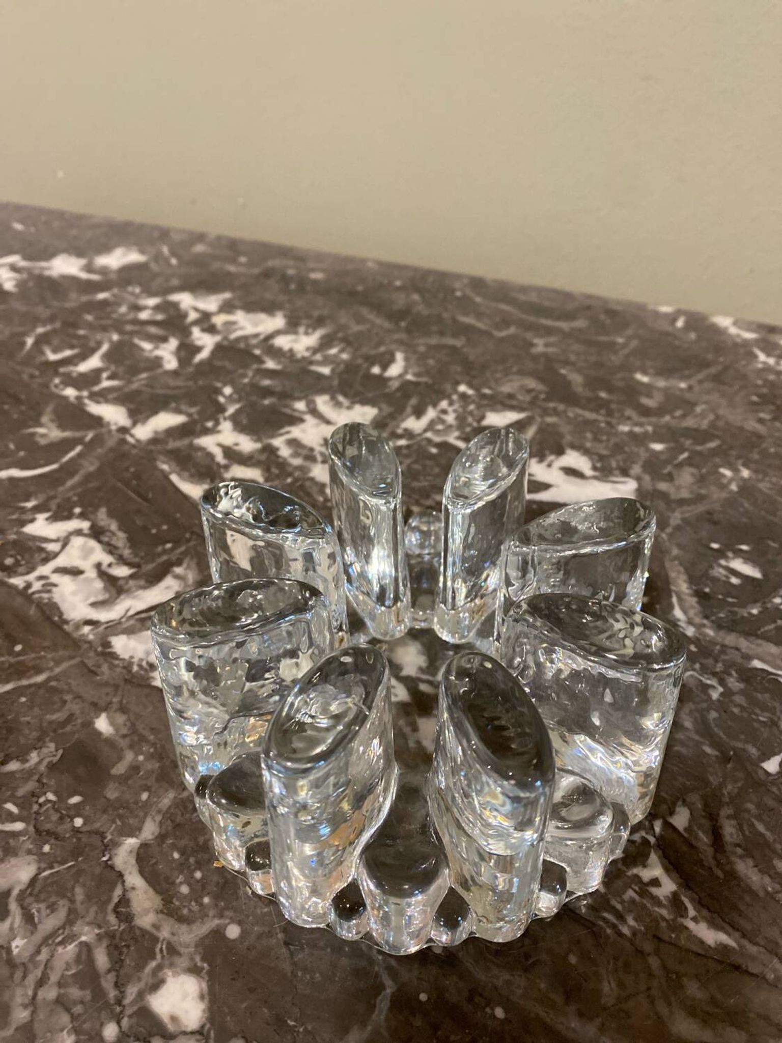 Designer candle holder in thick glass