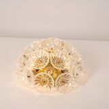 Sputnik ceiling light in floral glass and brass, Germany, 1960s.