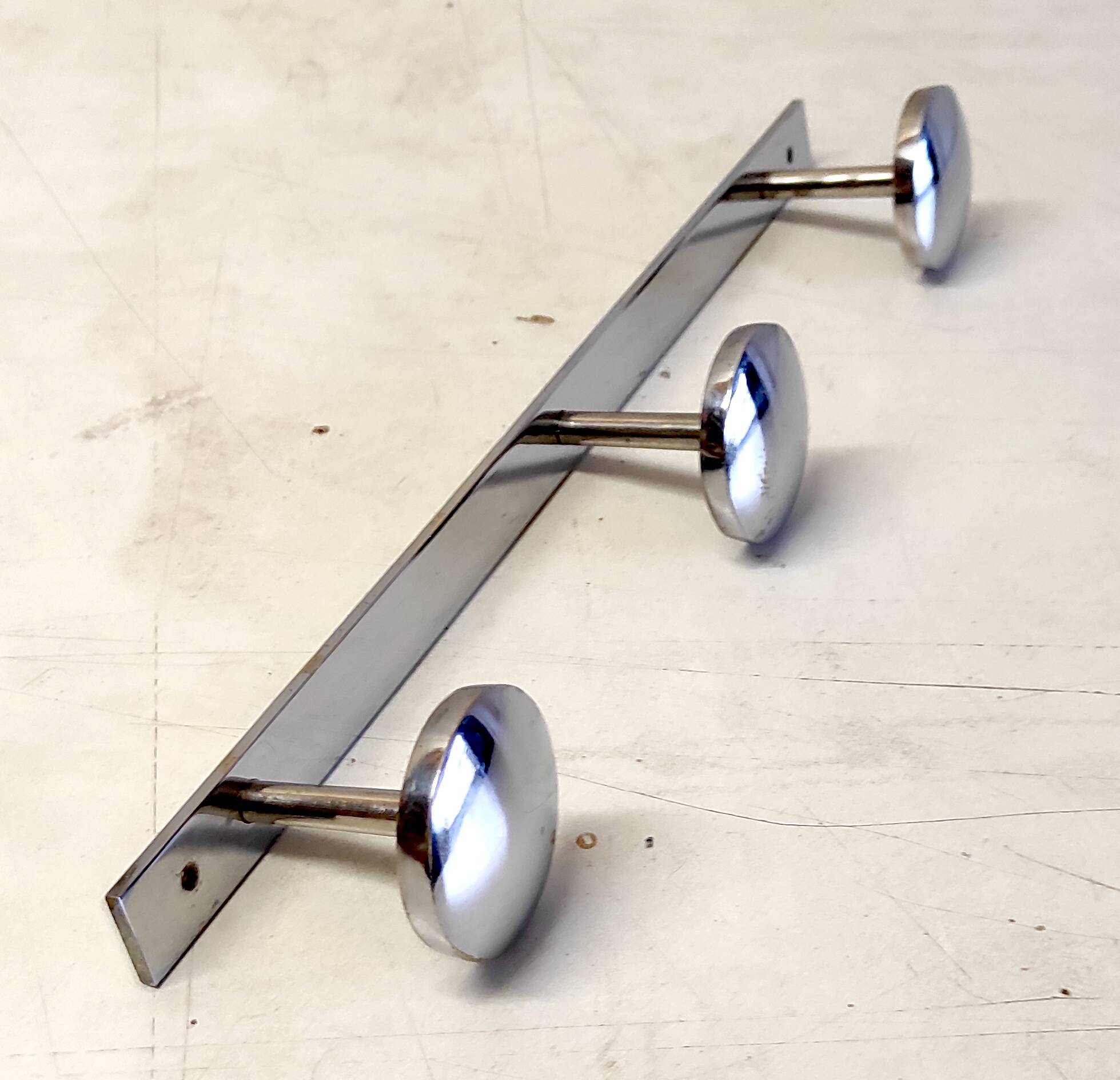 Chrome metal wall coat rack - mid 20th century
