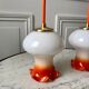 Pair of suspensions tulips in opaline orange gradient orange thread 70s