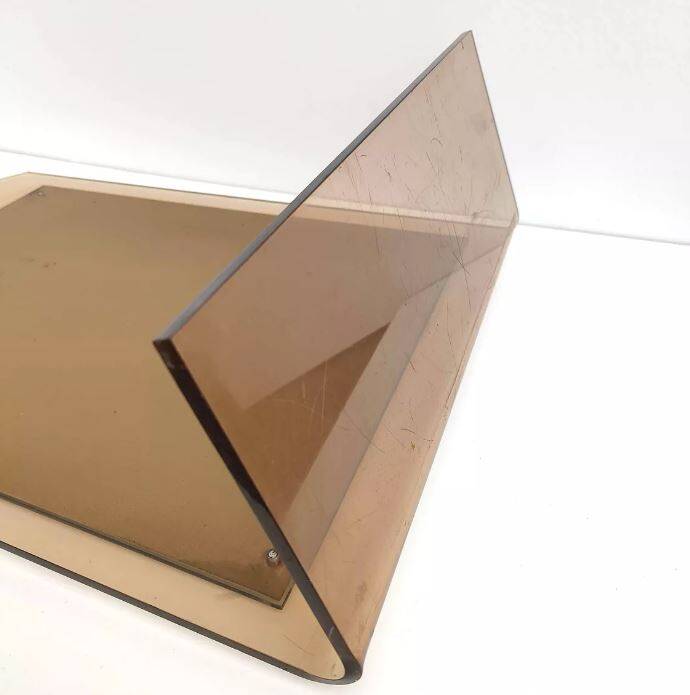 Dressing table mirror inclined plexiglass trapeze shape 70s