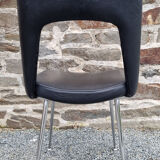 Tonneau chair, vynil and chrome, vintage, 60s