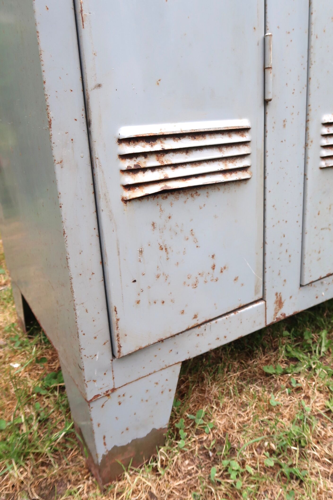 Grey metal industrial cloakroom