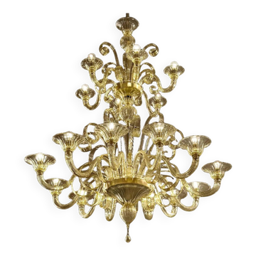 Modern Champagne Venetian “Curls” Murano Glass Chandelier