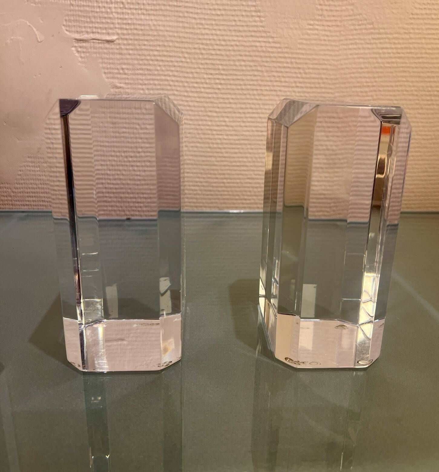 Ritts bookends, astrolite lucite, 1970s