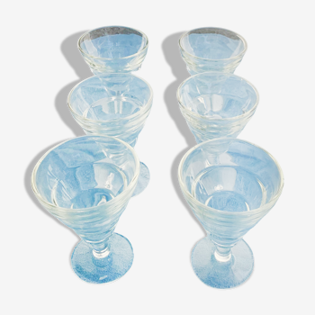 6 verres à porto en verre transparent anciens
