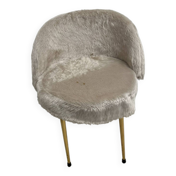 Fauteuil chaise  vintage 1960 moumoute