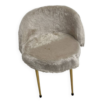 Fauteuil chaise  vintage 1960 moumoute