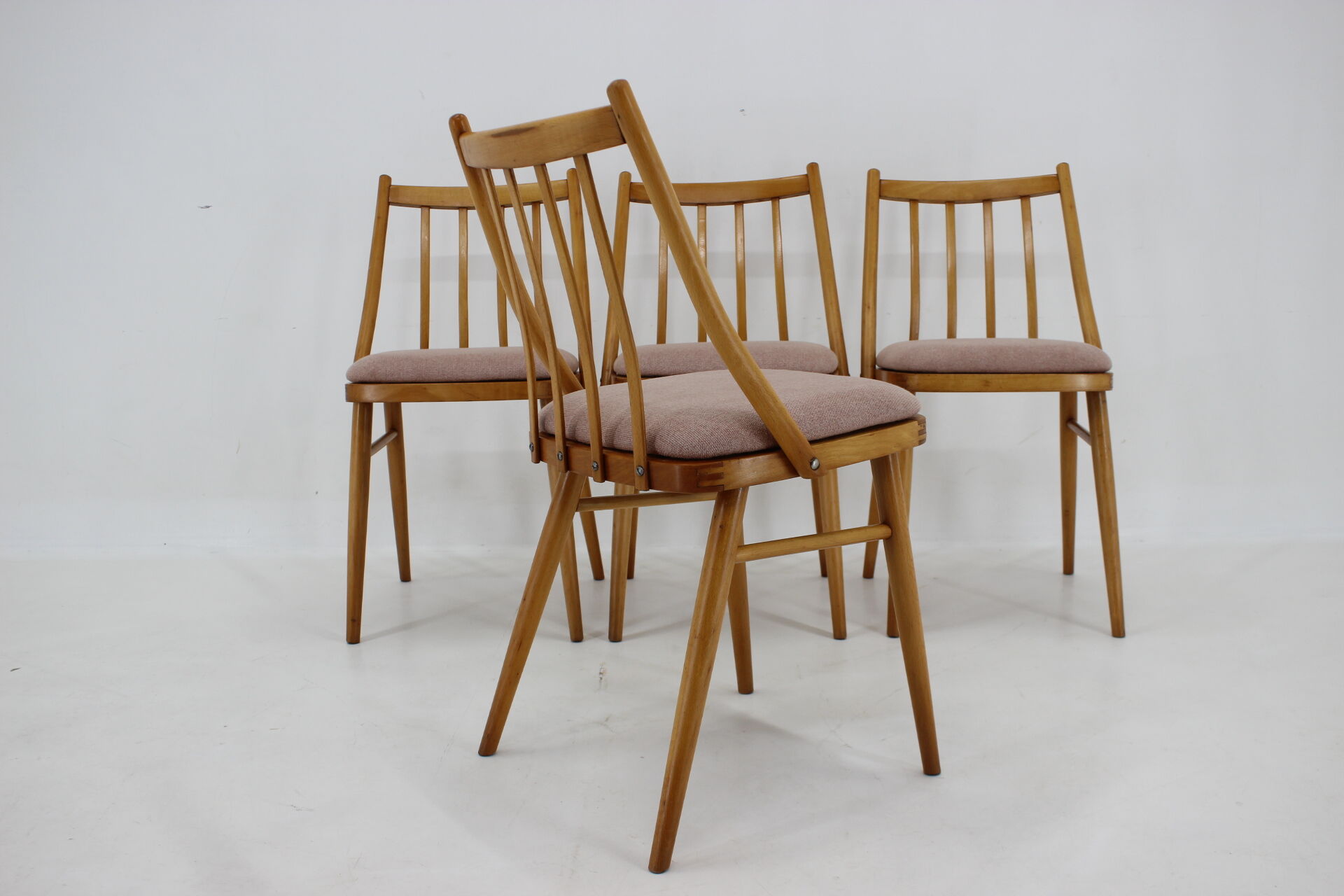 1970s Antonin Suman Beech Dining Chairs, Set of 4