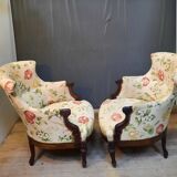Pair of Louis XVI style toad armchair