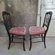 Paire de chaises Napoléon III noir et velours rose
