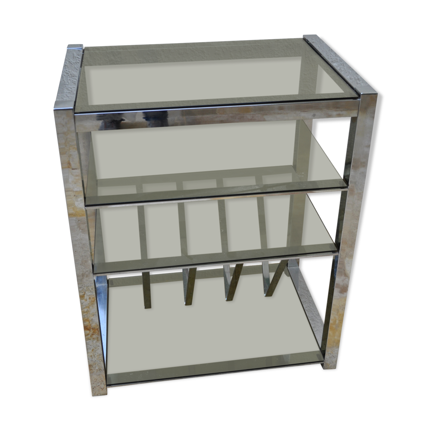 Hi-Fi seventies chrome furniture - smoked glass