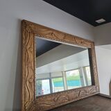 Large wall mirror in carved wood – handcrafted work