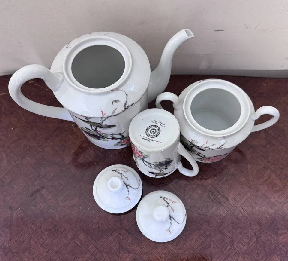 Limoges porcelain tea service – Asian decor "Bird and Peony"