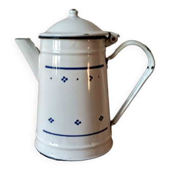 Old blue and white enamelled metal coffee maker