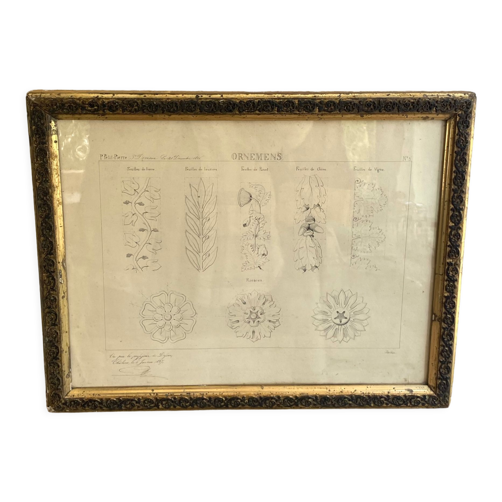 Architectural drawing 1857, glazed wood frame