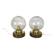 Set of 2 glass ball and oak Wooden Table Lights by Temde Lights, Germany 19