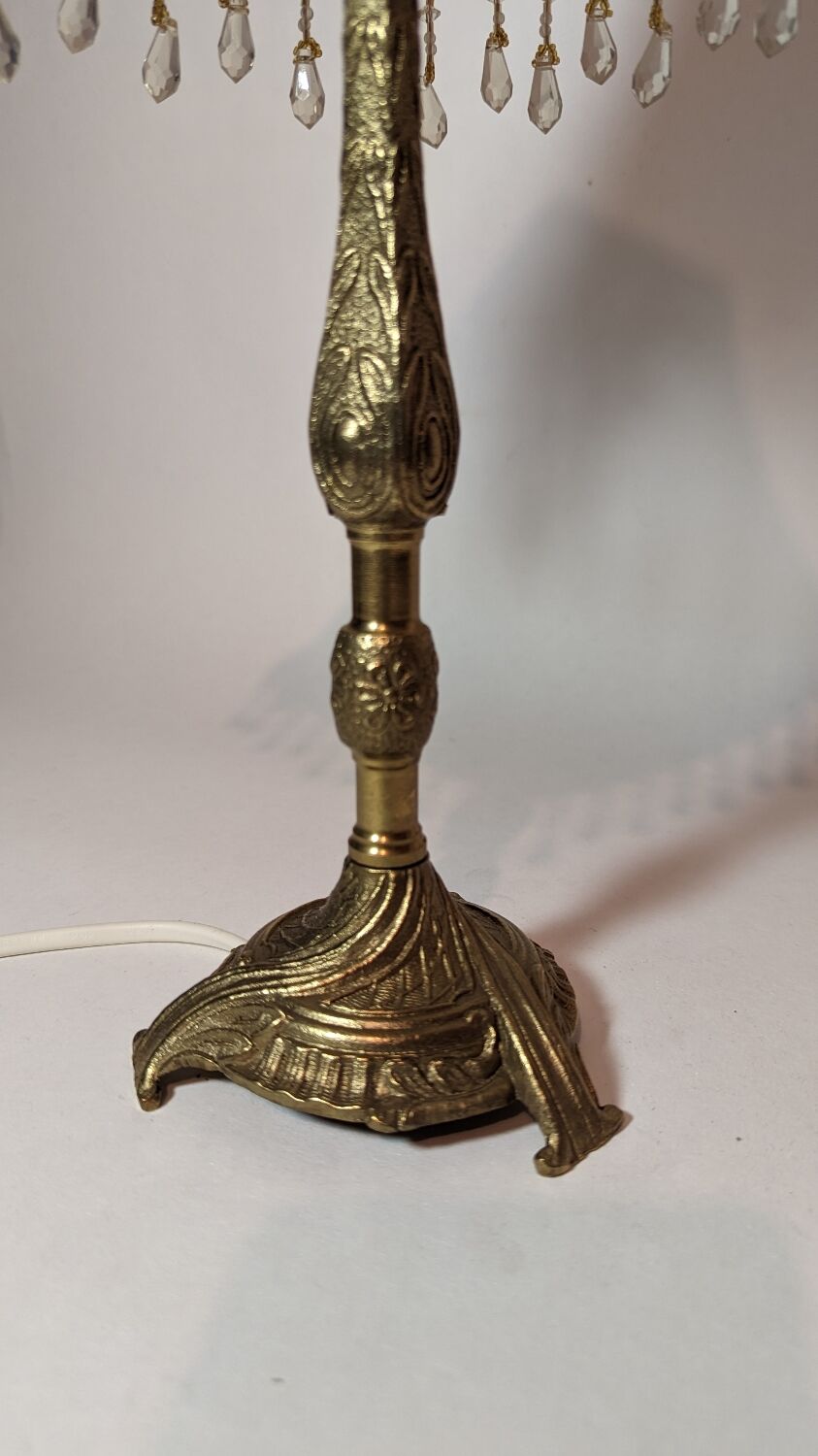 Lampe vintage or et pampilles