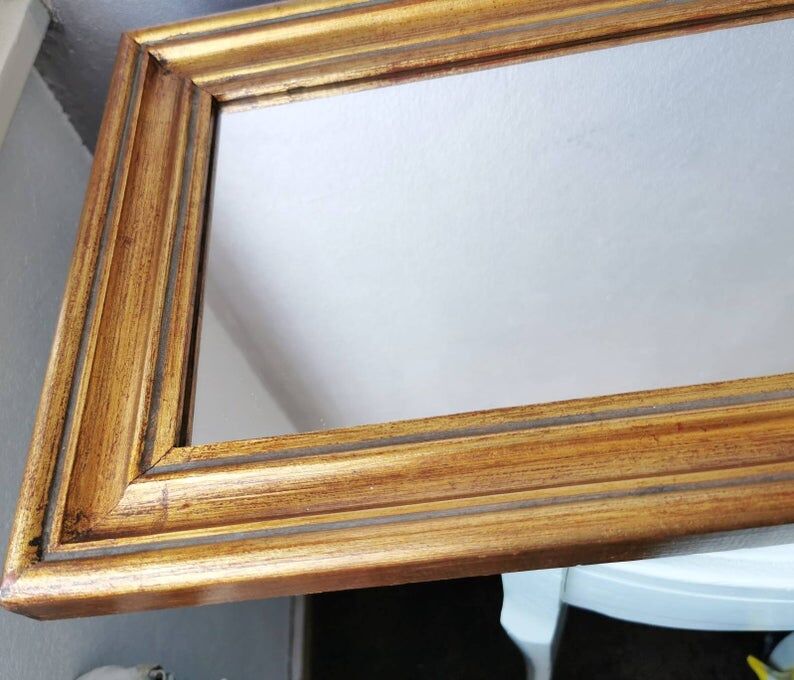 Set 2 vintage Italian wooden mirrors 80s 50x24cm