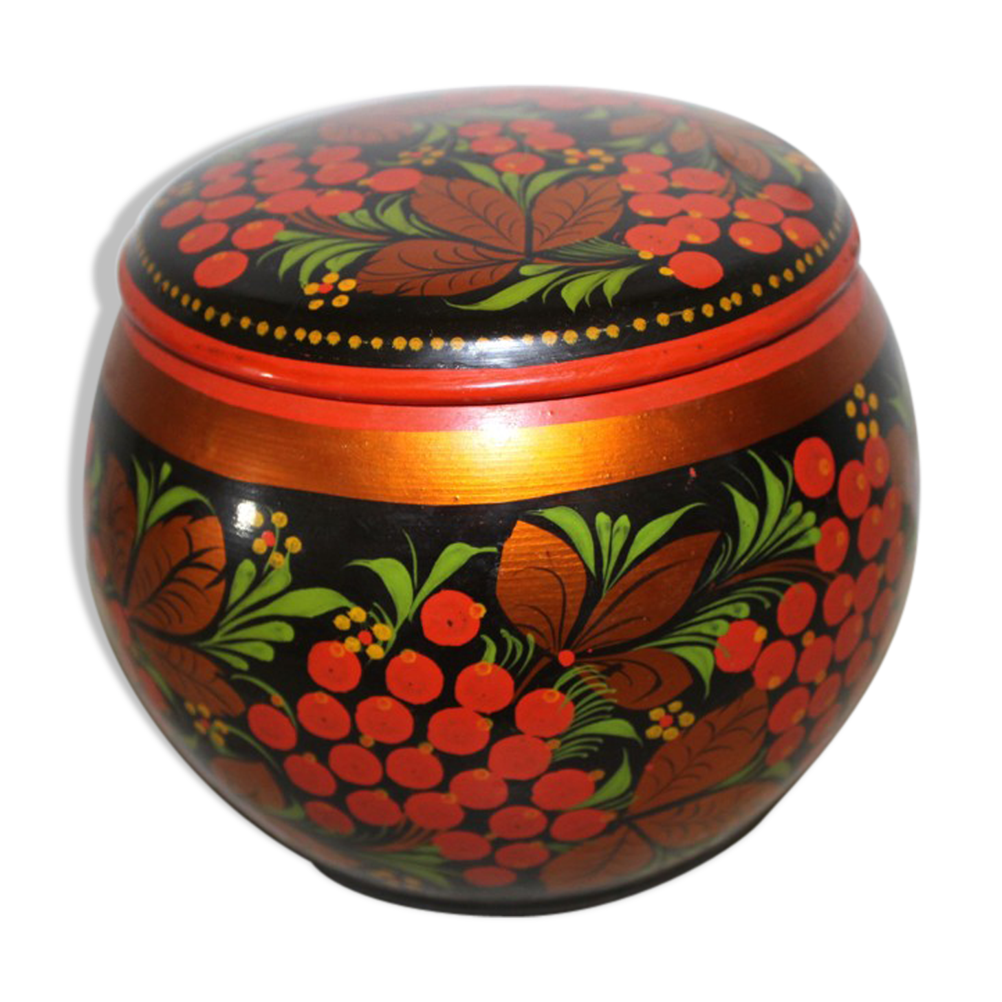 Khokhloma painted Russian wooden box