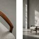 Vintage Mid-Century Scandinavian Modern White Boucle &Teak High Armchair
