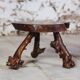 Tripod side table, solid wood, brutalist style.