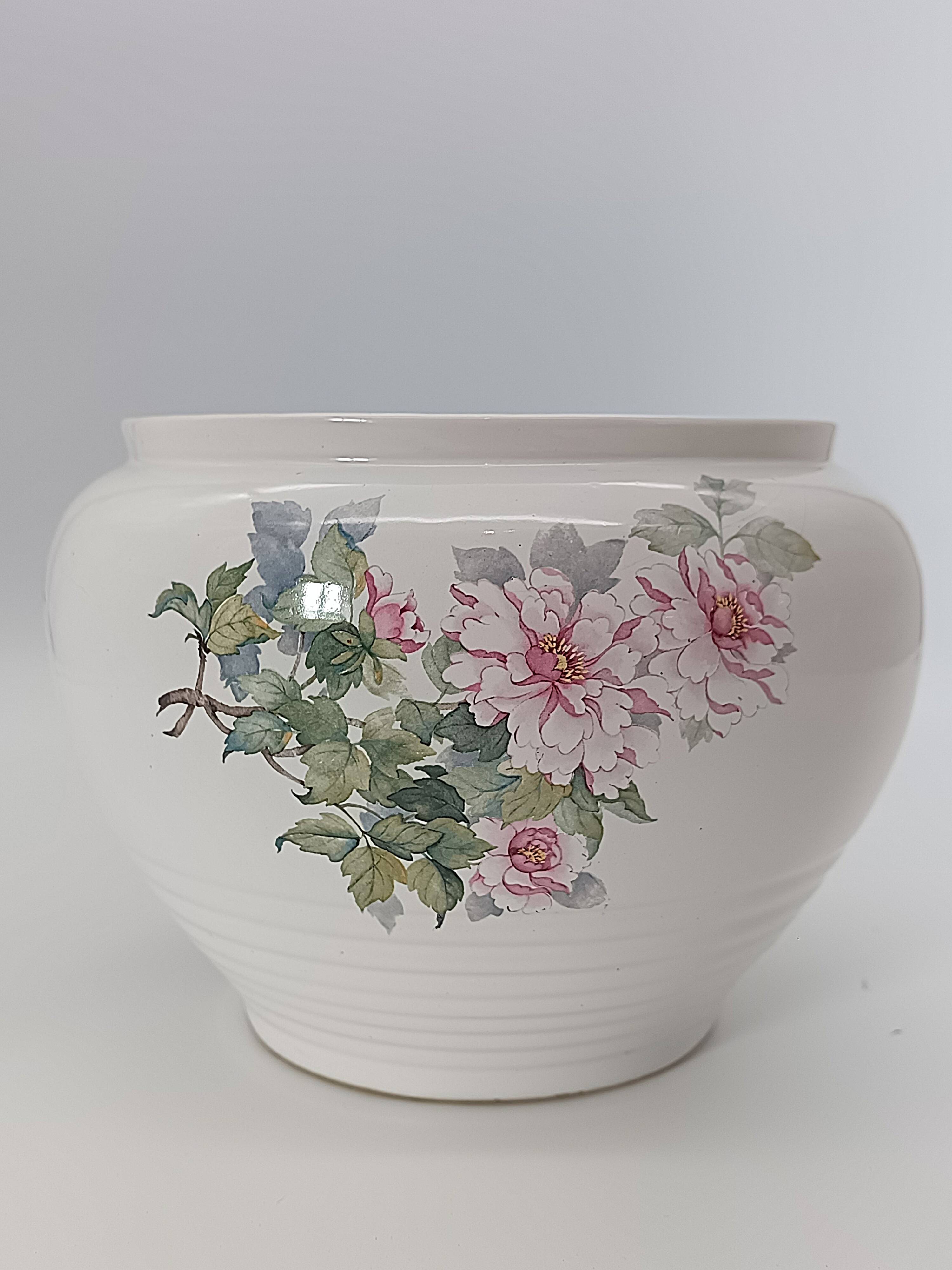 Vintage Ceramic Cache-Pot Bouc-Cérame France – Peony Decor