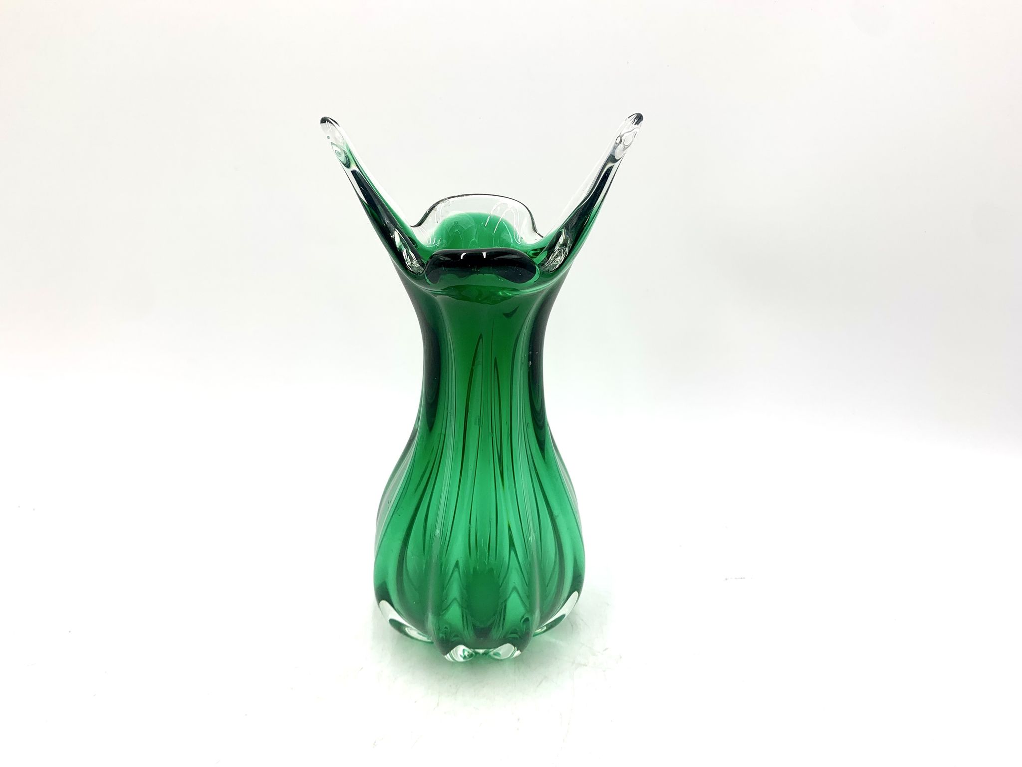 Vase vert Egermann, République tchèque, années 1970