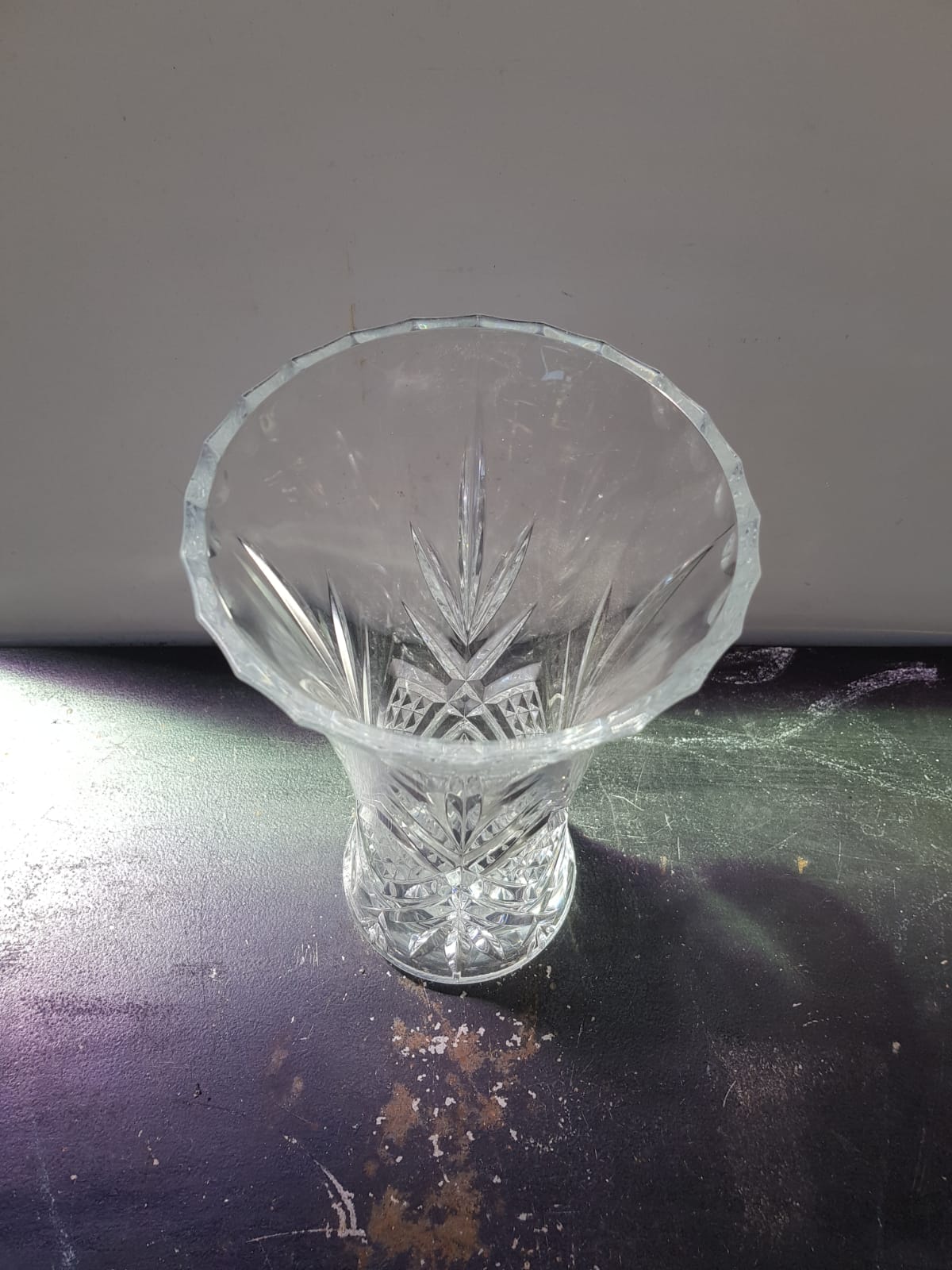 Old vase crystal carved decoration chisled vintage decoration