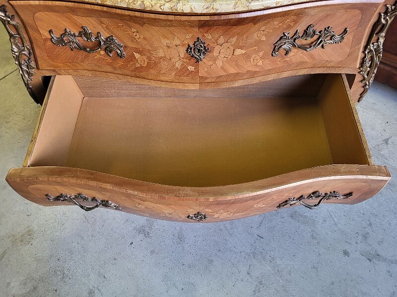 2 rosewood drawer chest of drawers with marble top