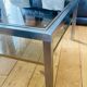 1970s coffee table in brushed metal, brass and smoked glass by Willy R