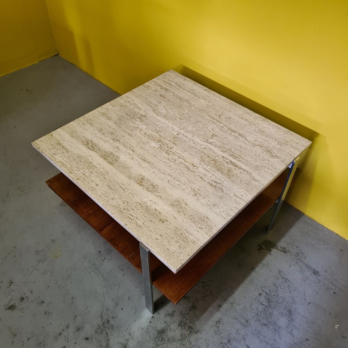 Vintage coffee table with travertine top, 1960s.