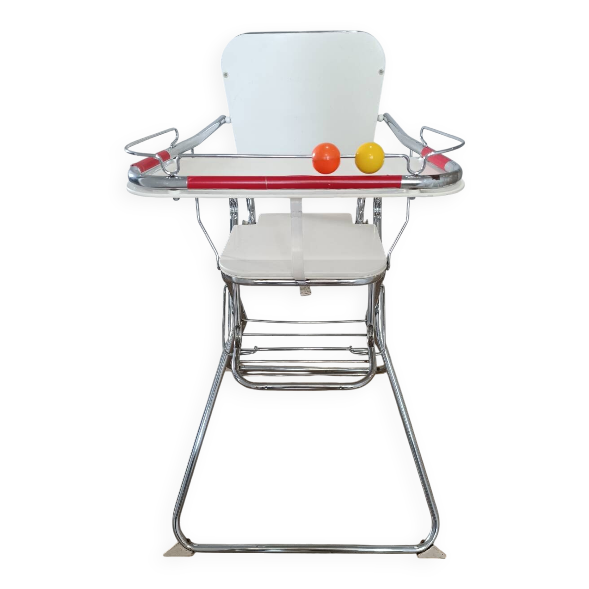 Vintage chrome and plastic baby high chair