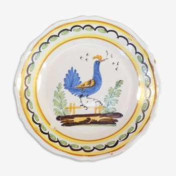 Plate in faience of epoque 19th decoration at the rooster NEVERS ??
