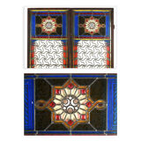 Screened windows with colored stained glass windows