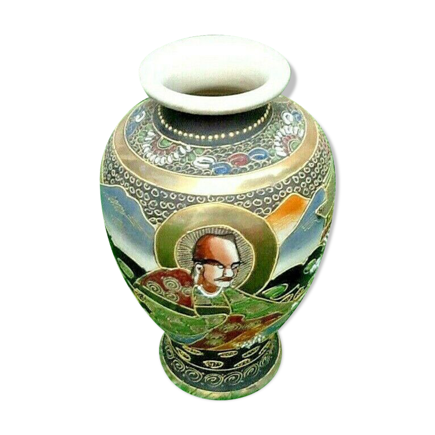 Vase of baluster shape porcelain "Satsuma" Gold nets...