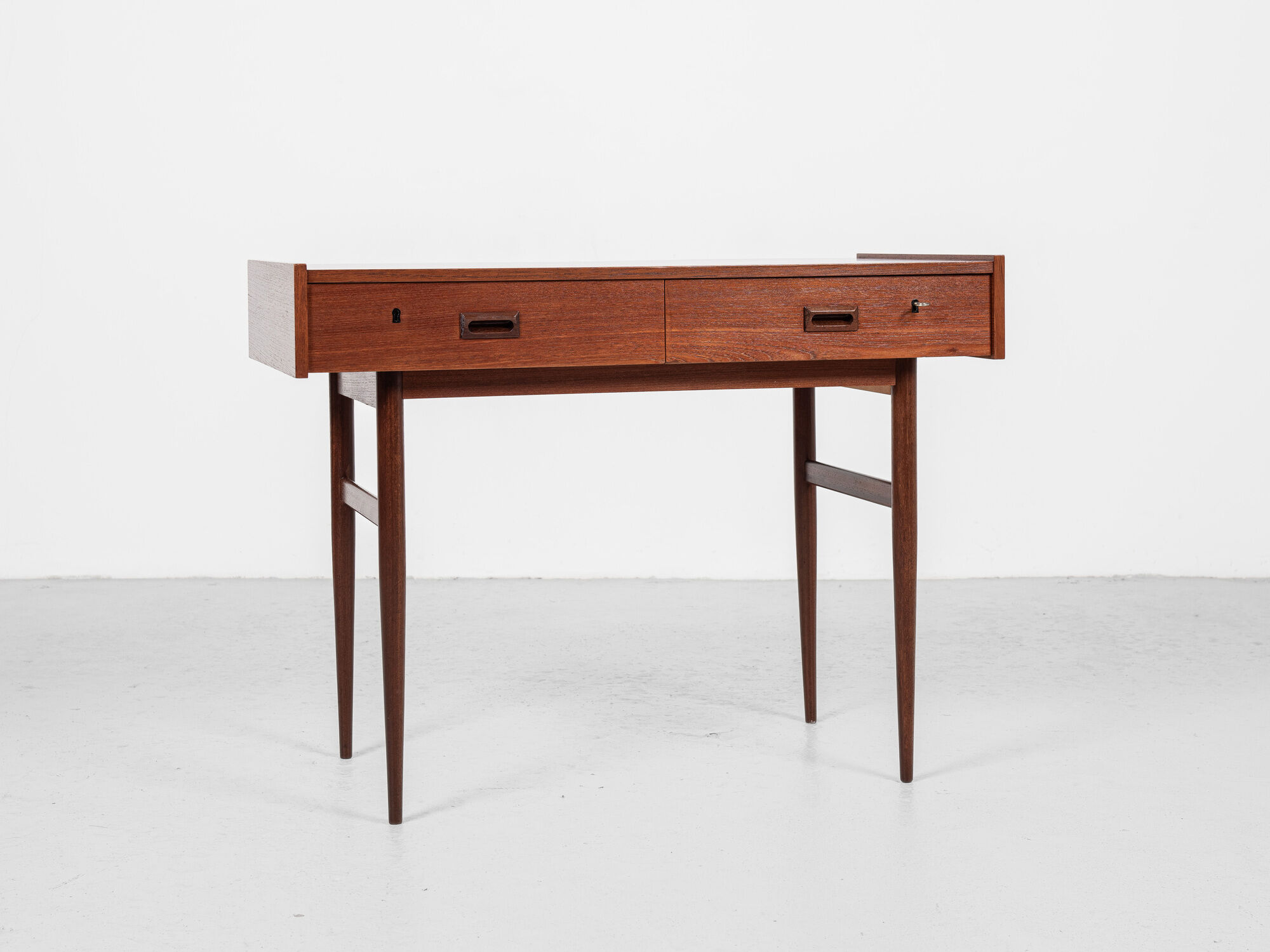 Midcentury danish compact desk with 2 drawers in teak 1960s