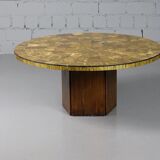 Table basse ornée d'une mosaïque à la feuille d'or 18 carats